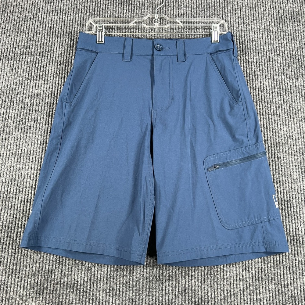 Huk Performance Shorts Mens Small Blue Cargo Stretch Waist Fishing Outdoor